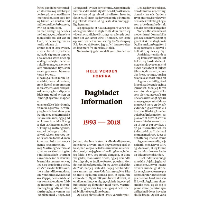 Hele verden forfra Dagbladet Information 1993-2018
